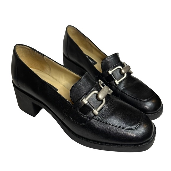 Vintage Y2K L.J Simone Women’s Chunky Heeled Black Loafers Size 8 - Picture 1 of 5